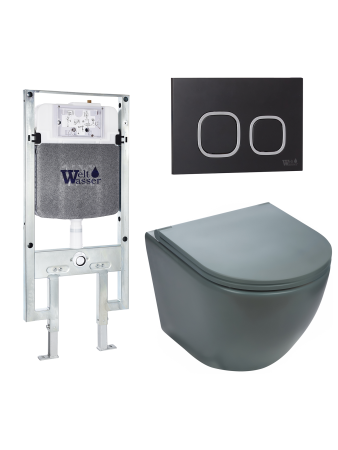 Комплект инсталляции с унитазом Weltwasser AMBERG 497 ST + MERZBACH 043 MT-GR + AMBERG RD-BL