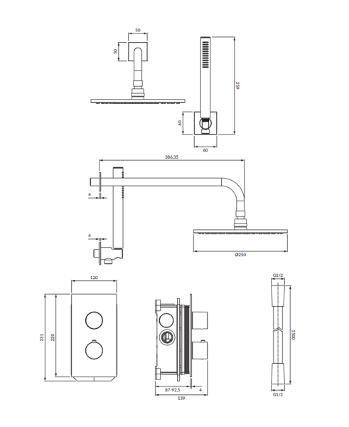 Душевая система OMNIRES Contour SYSCT11AT