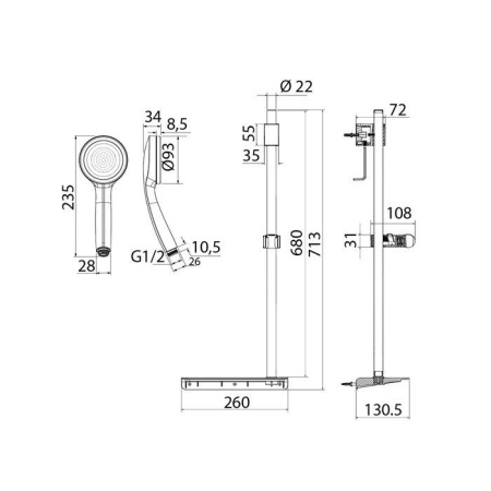 Душевой гарнитур IDDIS SpaHome SPA1F68i16 хром