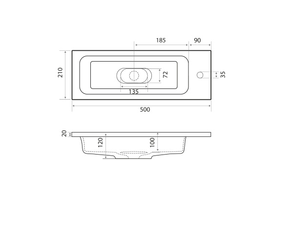 Раковина из литьевого мрамора Taliente 50 см 4627173210607 мебельная цвет белый