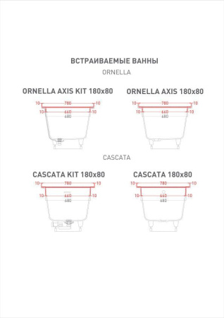 Полка для встраиваемой ванны Salini GABBIANO IN 780/1, белый, 1906205M