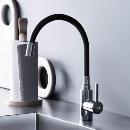 D3007622 Logic Кухонный смеситель Dorff с гибким изливом, черный