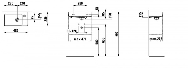 Умывальник Laufen Pro S 8159544001091 48x28x15