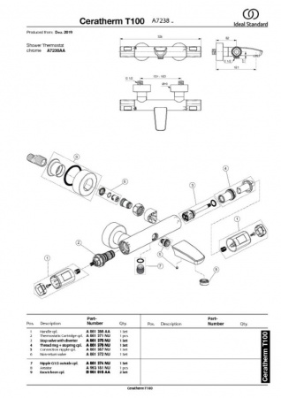 Смеситель для ванны с душем Ideal Standard Ceratherm T100 A7238AA