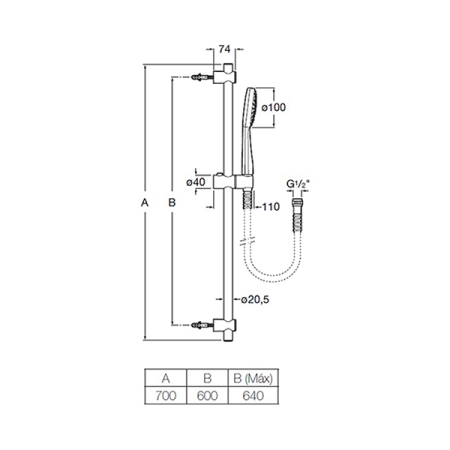 Душевой комплект Roca Stella 100 мм 1 режим box 75B9D03C00