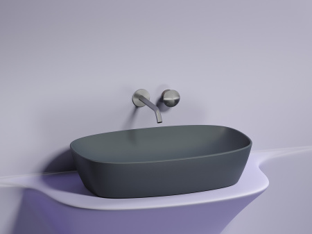 Умывальник чаша накладная овальная Ceramicanova Element 600*380*138мм, Темный антрацит матовый, CN6049MDH