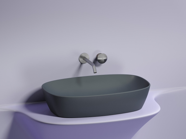 Умывальник чаша накладная овальная Ceramicanova Element 600*380*138мм, Темный антрацит матовый, CN6049MDH