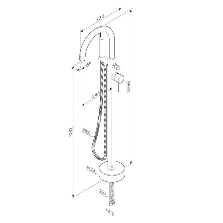 F7514100_xxx Sense, Смеситель для ванны и душа AM.PM, отдельностоящий, хром,