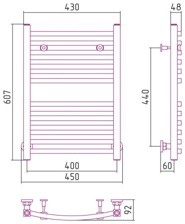 Полотенцесушитель Сунержа Аркус 600x400 00-0251-6040