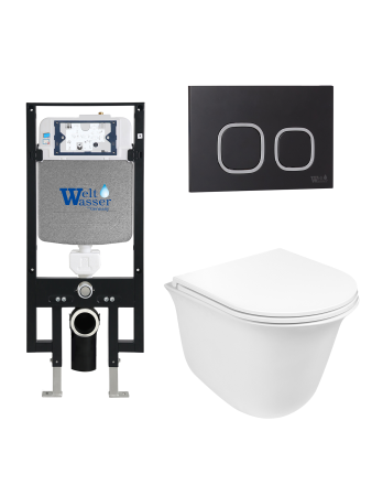 Унитаз с инсталляцией WeltWasser AMBERG 497 + TELBACH 004 GL-WT + AMBERG RD-BL