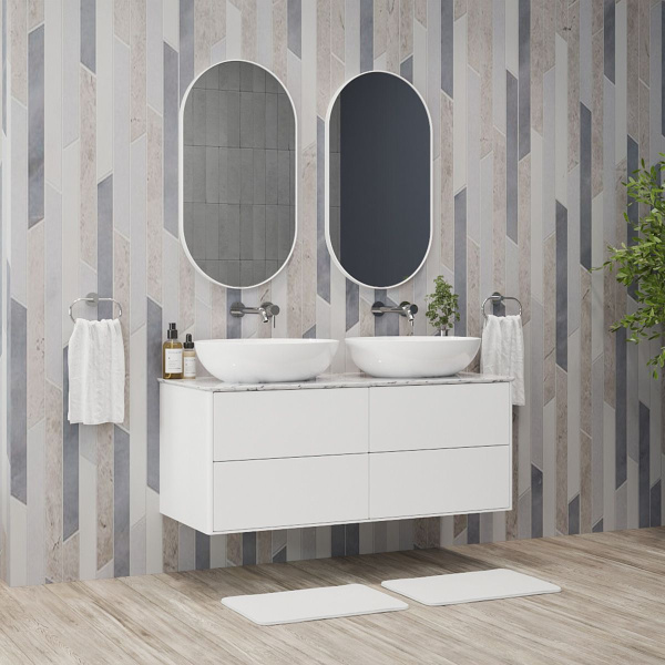 Тумба под умывальник Belux Джаз подвесная 120-04, белый глянцевый