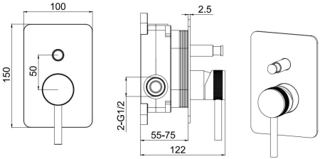 Смеситель для душа Allen Brau Priority X2 5.31011-00 (с внутренней частью) хром