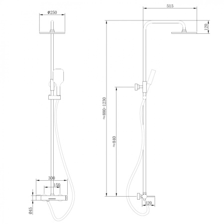 Душевая стойка ABBER Emotion AF8816G с изливом, золото матовое