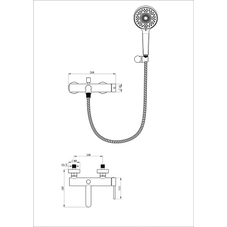 Смеситель для ванны с душем WONZON & WOGHAND, Черный матовый (WW-88639017-MB)