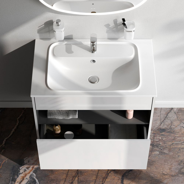 M8FFUX0801WG Func База под раковину AM.PM, 1 ящик (pull-out), 80 см, цвет белый глянец