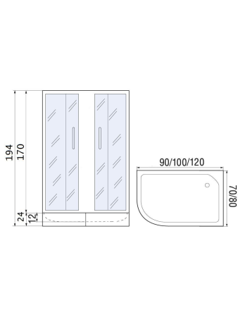 Душевой уголок River DON 100/80/24 MT R без поддона