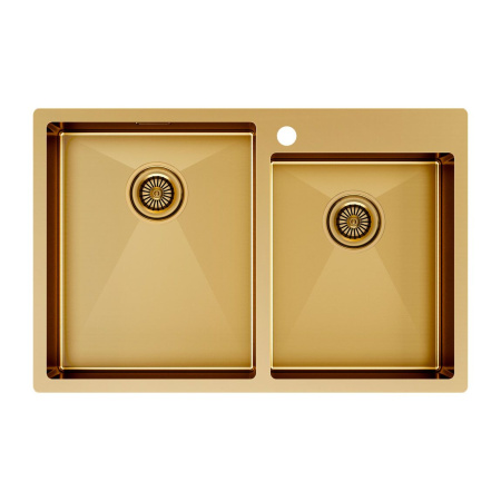 Мойка Paulmark KRONER 78/2S PM237851-BG 510х780х200 мм, нержавеющая сталь, брашированное золото