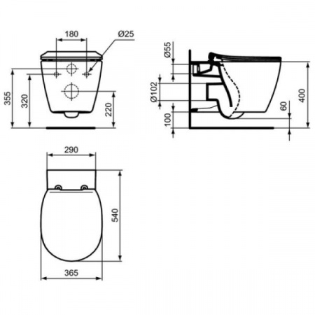 Унитаз подвесной Ideal Standard Connect AquaBlade E047901 с крышкой для унитаза  SoftClose E772401