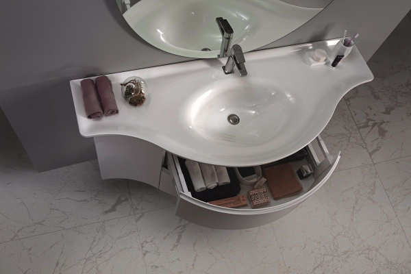 Тумба под умывальник Belux Версаль подвесная 141-02, белый глянцевый