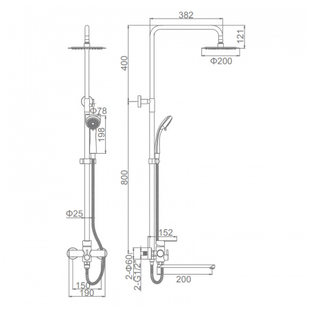 Душевая стойка со смесителем Ledeme H703 L72403-1