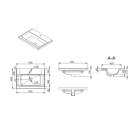 M90WCC0602WG GEM, Раковина мебельная AM.PM, керамическая, 60 см, встроенная, цвет: белый, глянец