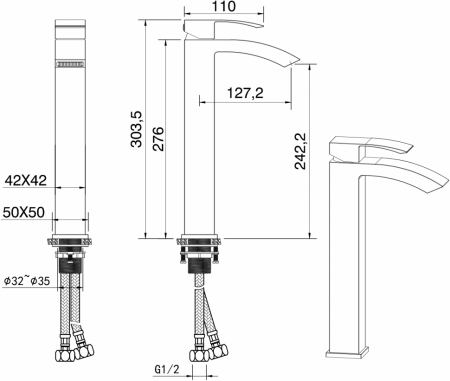 Смеситель для умывальника Felice 1025 CROMO