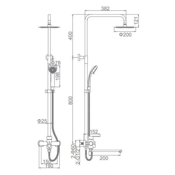 Душевая стойка со смесителем Ledeme H703 L72403-1