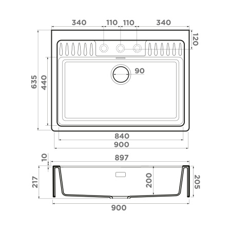 Кухонная мойка Omoikiri Kinokawa 90-GB Artceramic/графит 4993855