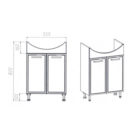 Тумба VIANT "Милан" Балтика 60 2 ств 315х555х820 (VMIL60BA-T2ST)