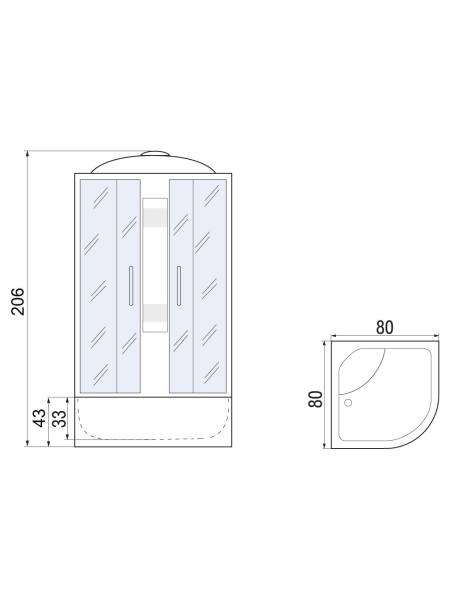 Душевая кабина River NARA 80/43 MT 800х800х2100мм