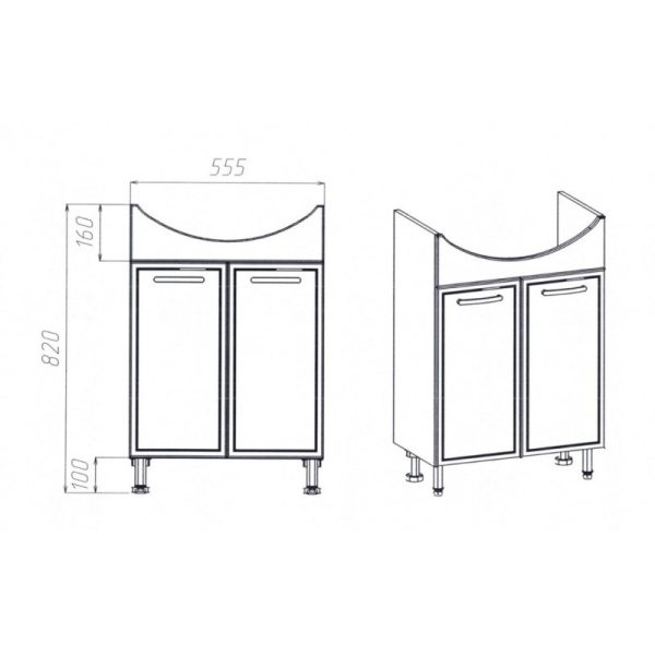 Тумба VIANT "Милан" Балтика 60 2 ств 315х555х820 (VMIL60BA-T2ST)