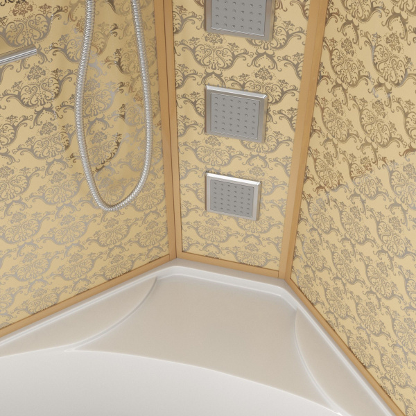 Душевая кабина Niagara Luxe NG-7744G (120x120х215) высокий поддон(50см),дверь раздвижная,стенки золото,4 места