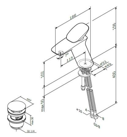 Смеситель для раковины AM.PM Spirit 2.0 F70A82100 с донным клапаном