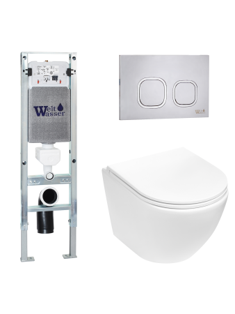 Комплект инсталляции с унитазом Weltwasser AMBERG 350 ST + MERZBACH 043 MT-WT + AMBERG RD-MT CR