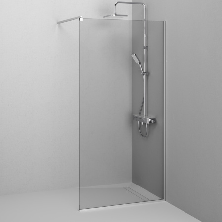 W84WI-100-F1-MTE Душевая перегородка AM.PM Func 100x200, стекло прозр. 8 мм + покрытие, профиль мат хром