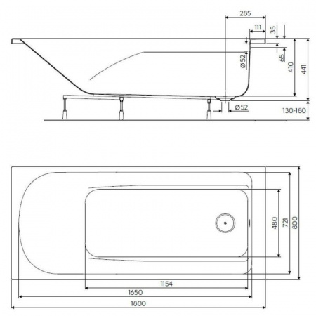 Акриловая ванна Kolo Comfort Plus XWP1481000 180х80 с ручками