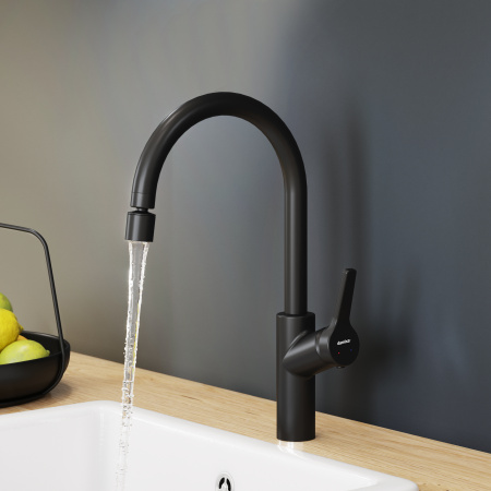 310722300 Eclipse, Смеситель для кухни Damixa с двухрежимным регулируемым аэратором, черный