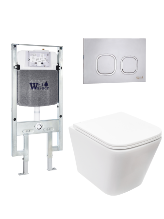 Комплект инсталляции с унитазом Weltwasser AMBERG 497 ST + GELBACH 043 MT-WT + AMBERG RD-MT CR