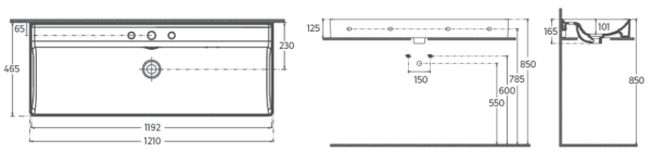 Раковина накладная ISVEA Vea 121см, цвет белый 10VAS5120I