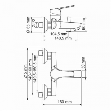 Смеситель для ванны с коротким изливом Wasserkraft Rhin 4401