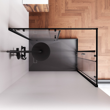 W87G-403-12080-BT Sunny Душевое ограждение AM.PM прямоугольное, раздвижн двери 120x80 черный,стекло прозрачн