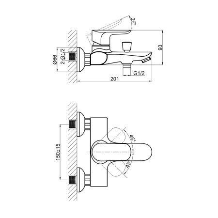 Смеситель для ванны D&K Venice DA1033201, хром
