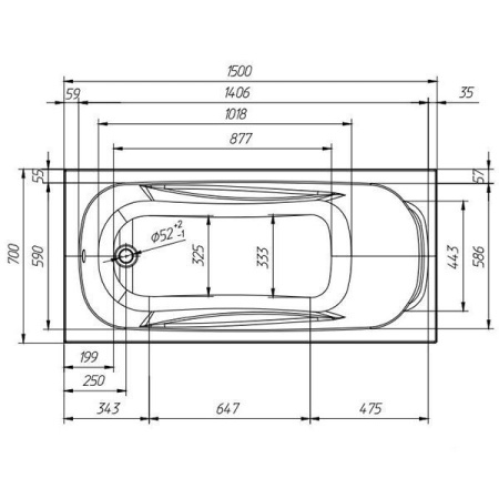 Акриловая ванна Венто СПА "SERENA" LA 1500х700/1