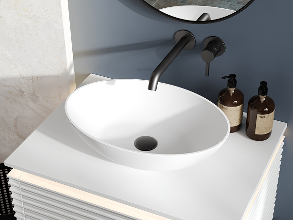 Умывальник Belux Дубай 480 Белый матовый, Solid Surface