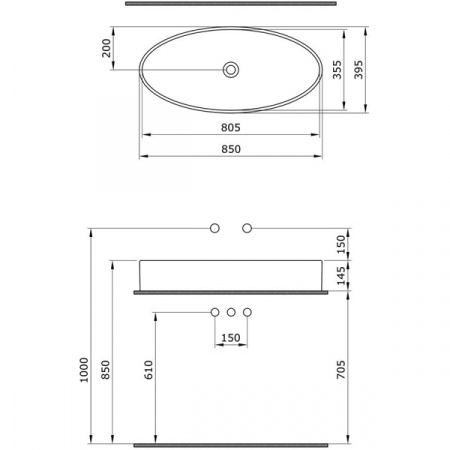 Умывальник-чаша Bocchi Vessel 1014-001-0125 85x39,5 см