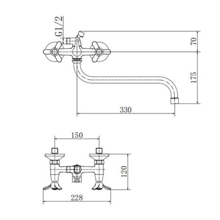 Смеситель для ванны FASHUN A2212-2, хром