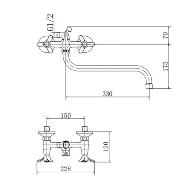 Смеситель для ванны FASHUN A2212-2, хром