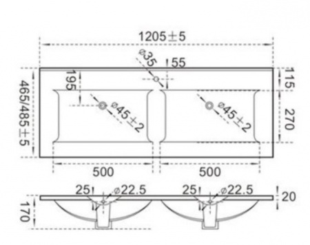 Раковина врезная CeramaLux 809-120