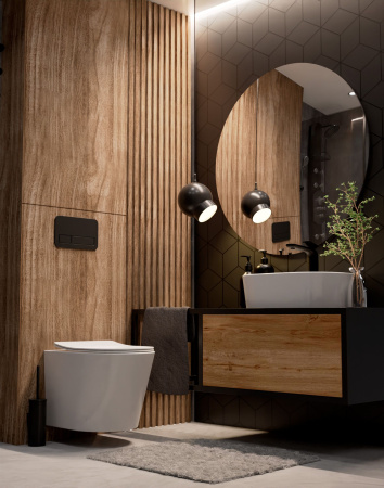 AQM2001 Унитаз подвесной с сиденьем SoftClose, технология смыва Rimless, скрытый крепеж. 515x355x365