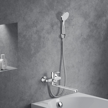 489500000 Eclipse 2.0 Смеситель для ванны и душа AM.PM с универсальным изливом и душ.набором, хром